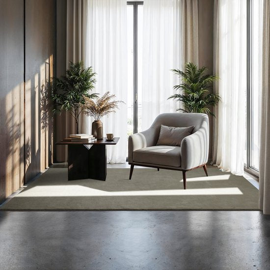 tectake® Tapis à poils courts - 120 x 170 cm - Sable - Tapis pour le salon, la chambre à coucher, la salle à manger - Facile d'entretien et lavable - Sous-couche antidérapante - Antiallergique - Diverses tailles et couleurs