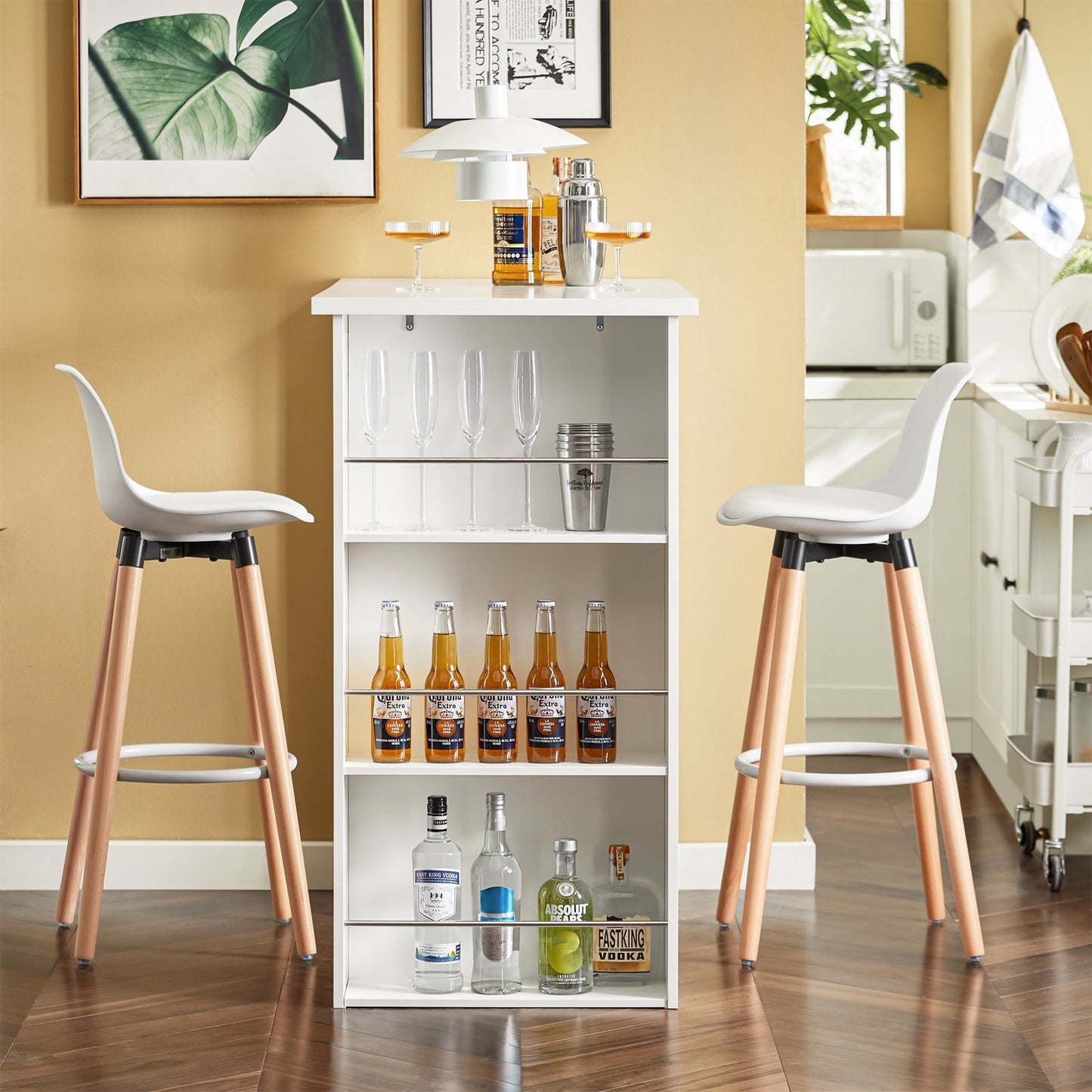 Table de bar - SoBuy - 3 compartiments - 106x57x112 cm - Blanc