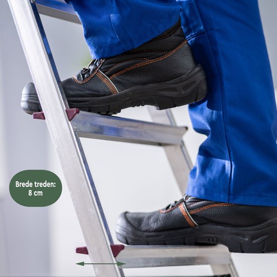 BRASQ Household Ladder 5-Step Silver - Échelle de cuisine pliable en aluminium pour usage privé et professionnel - Échelle - Antidérapante