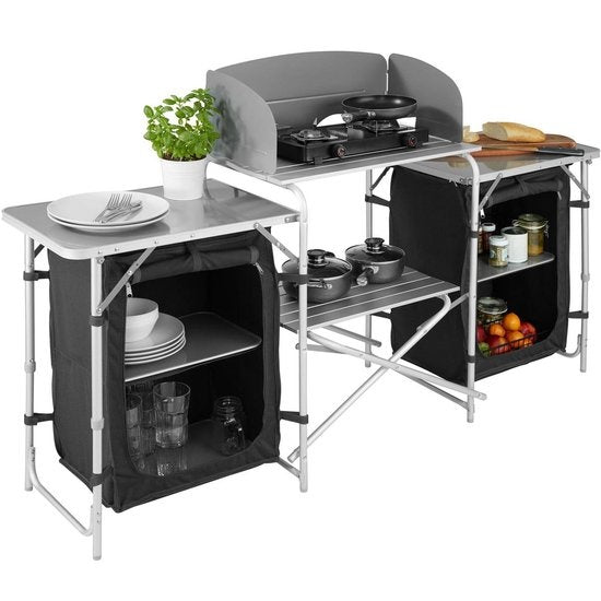 Tectake - cuisine de camping dim. 172 x 52 x 104cm noir - 403344