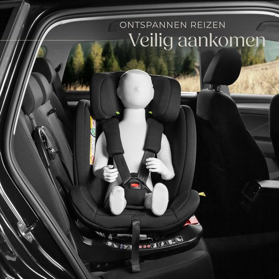 tectake® Siège auto pivotant - Siège bébé - homologué i-Size - Siège auto Isofix - Siège rehausseur - Siège auto enfant - Harnais 5 points - De la naissance à 150cm/36kg