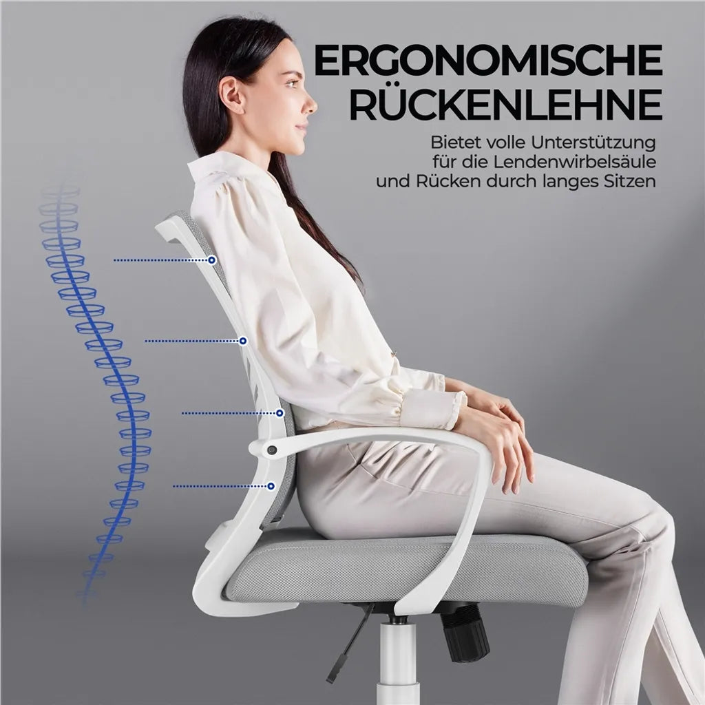 Yaheetech Siège de bureau - Ergonomique - Gris clair - Réglable