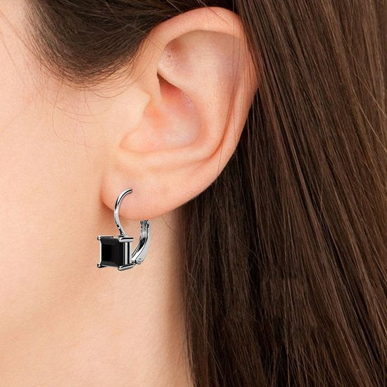 Boucles d'oreilles pour femmes - Cristaux Kalpa Camaka noirs - Ton argenté - Cristal noir - Plaqué or blanc 18K - Boucles d'oreilles pour femmes - Boîte cadeau de luxe - Bijoux - Boîte cadeau - Emballage cadeau exclusif - Boîte cadeau - Magnifique emballa