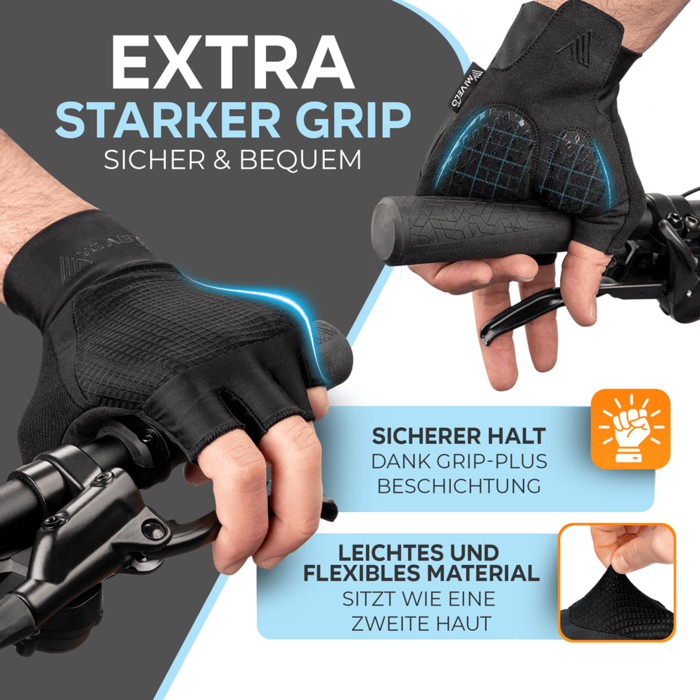 MIVELO Gants de cyclisme rembourrés - Modèle d'été - Respirant et sans doigts - Forte adhérence - Noir - Taille XL