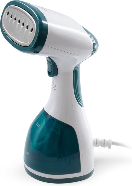 Tomado TSH1201W - Défroisseur linge - Défroisseur mains - Démêleur - Nettoyeur vapeur - 2 brosses incluses - Blanc/turquoise