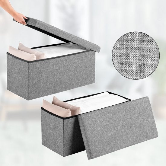 Banc de rangement Casaria - 80x40x40cm Cuir synthétique pliable 100L - Gris