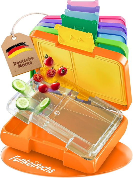 Funkelfuchs® - Lunchbox kids avec compartiments - 500ml, orange - Lunchbox star, small - Snack box, snack box, lunch box, meal box, bento box kids - pour l'école, le jardin d'enfants et la crèche