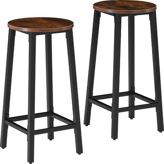 tectake - Lot de 2 tabourets de bar "Corby" - industriel - brun foncé - 404332