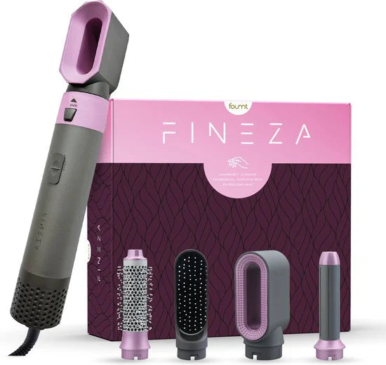 Fer à Boucler - Fineza - 5 en 1 Multi Styler - Brosse Soufflante - Cheveux Courts & Longs - Rose
