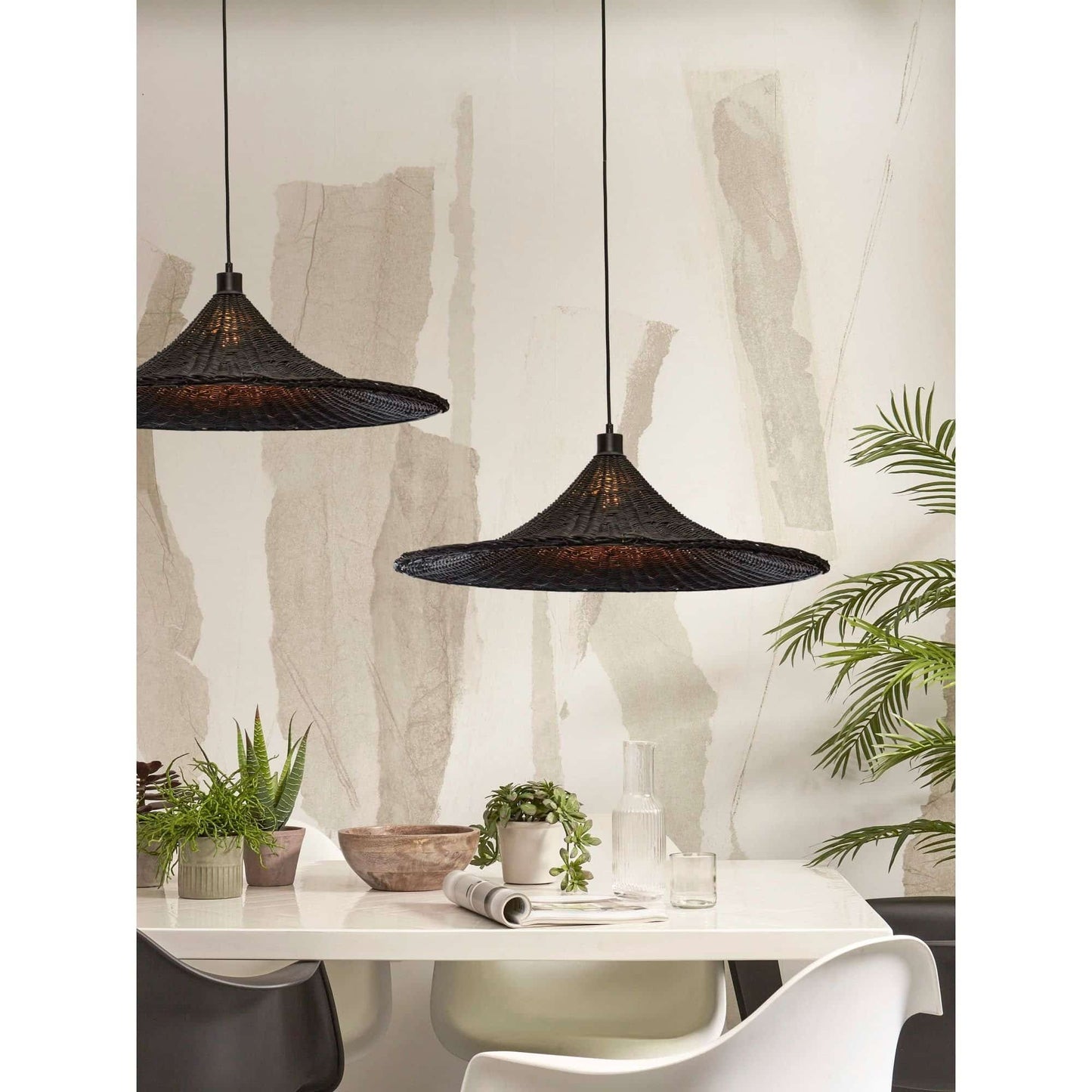 Good&Mojo Lampe suspendue Borabora - Ø70cm - Rotin - Noir