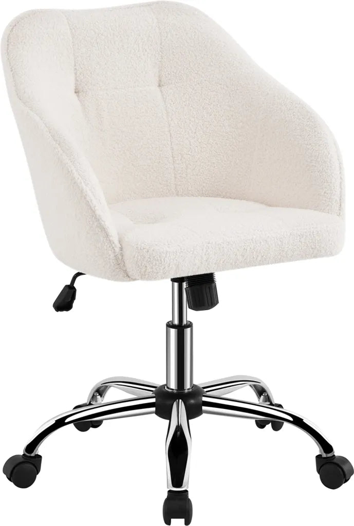Chaise de bureau ergonomique Yaheetech 60 x 60 x 76,5-86,5 cm - Ivoire - Chaise pivotante réglable avec revêtement en velours