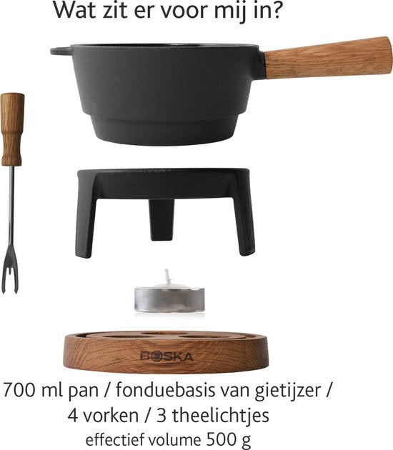 Boska Fondue set Pro S - Fondue au fromage - pour 350 grammes de fromage - 700 ml