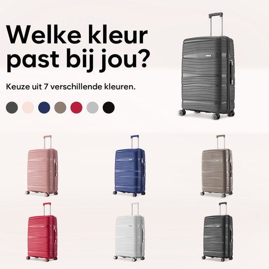 SKYCASES Travelin' Charm - 28-inch Large Travel Suitcase - Number Lock - 41x24x69 cm - 98L - Lightweight, Waterproof & Durable - Anthracite V2