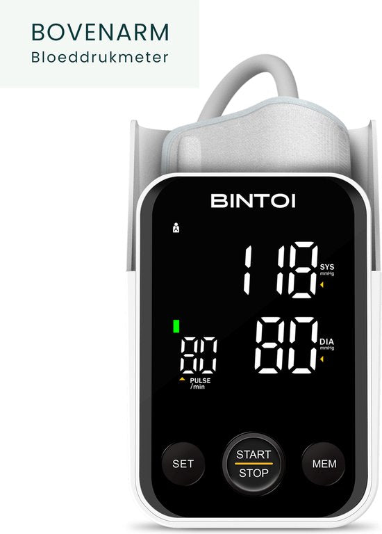 Bintoi® BX400 - Tensiomètre pour le bras - Cardiofréquencemètre - Piles incluses - 2 utilisateurs