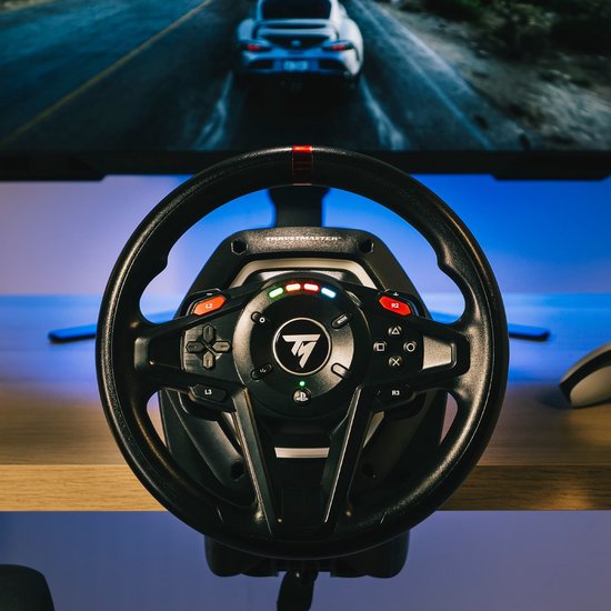 Thrustmaster T128-P - Volant et pédales de course - Force Feedback et palettes magnétiques - Pour PS5/PS4/PC - Compatible avec Forza Horizon 6 (PC)