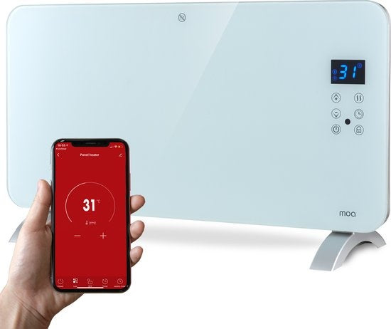 MOA Smart Glass Panel Heater with WiFi - Chauffage électrique - Convecteur - Panneau chauffant - Chauffage portable - Blanc - PH15W