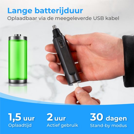 Nuvance - Tondeuse nez - Tondeuse nez homme et femme - Tondeuse oreilles - Tondeuse poils de nez - Rechargeable Usb - Lavable