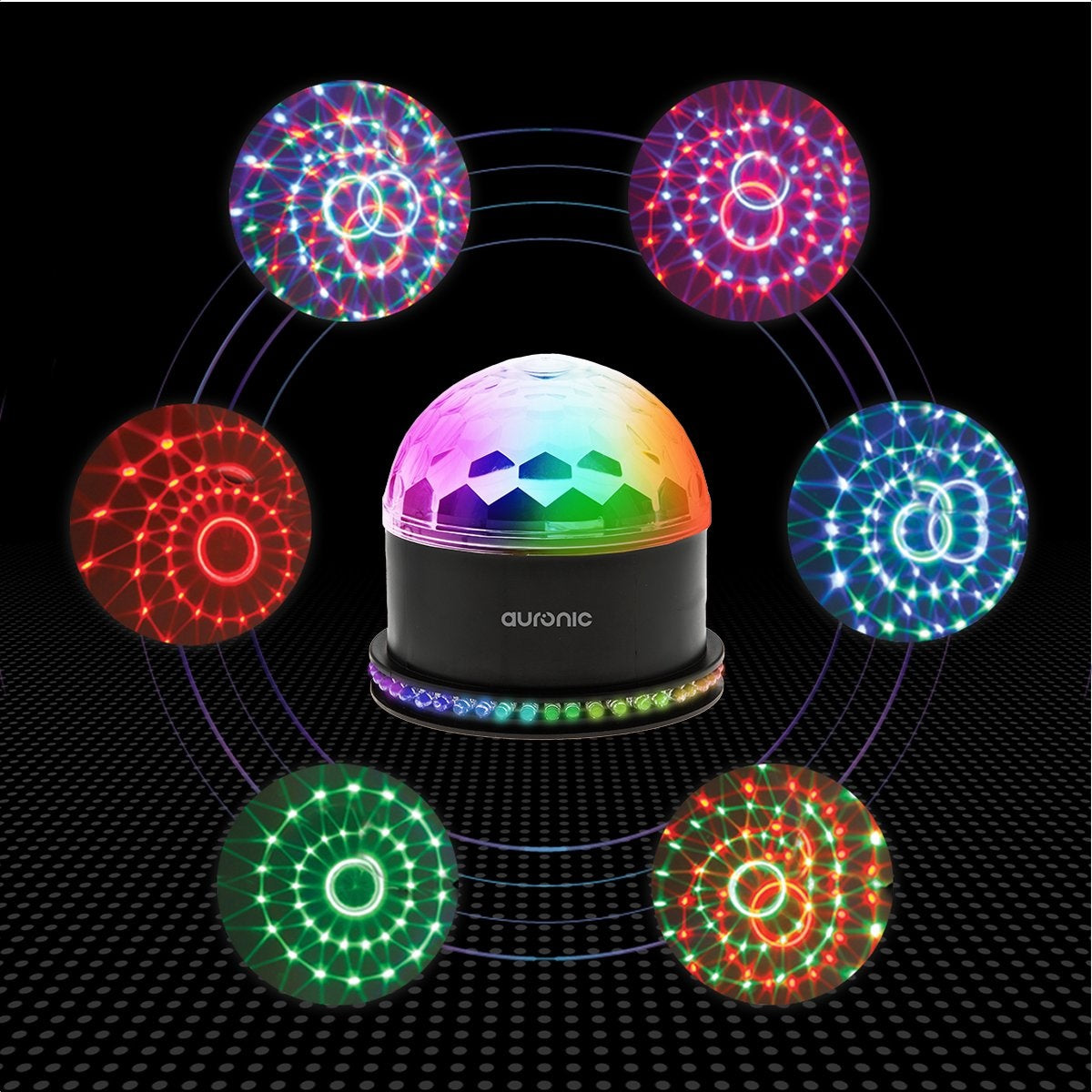 Auronic Lampe à disque rotative - Boule à disque - LED - Télécommande et contrôle musical - Enfants/Adultes