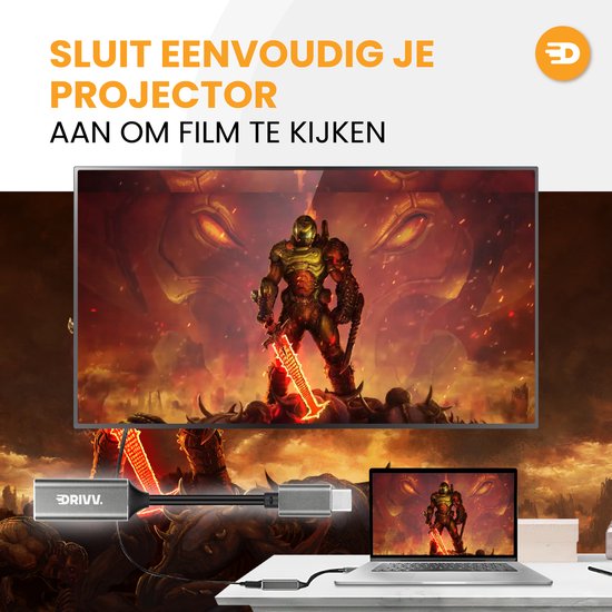 Adaptateur Drivv USB-C vers HDMI - Prise en charge de la 4K à 30 Hz - Convertisseur - Type-C vers HDMI - Thunderbolt 3 - Gris