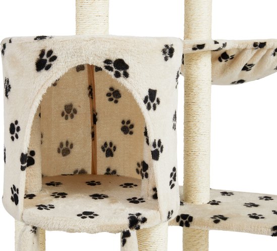 Lifa Living griffoir - Arbre à chat - Griffoir pour chat - 42x60x138.5 cm - crème/noir