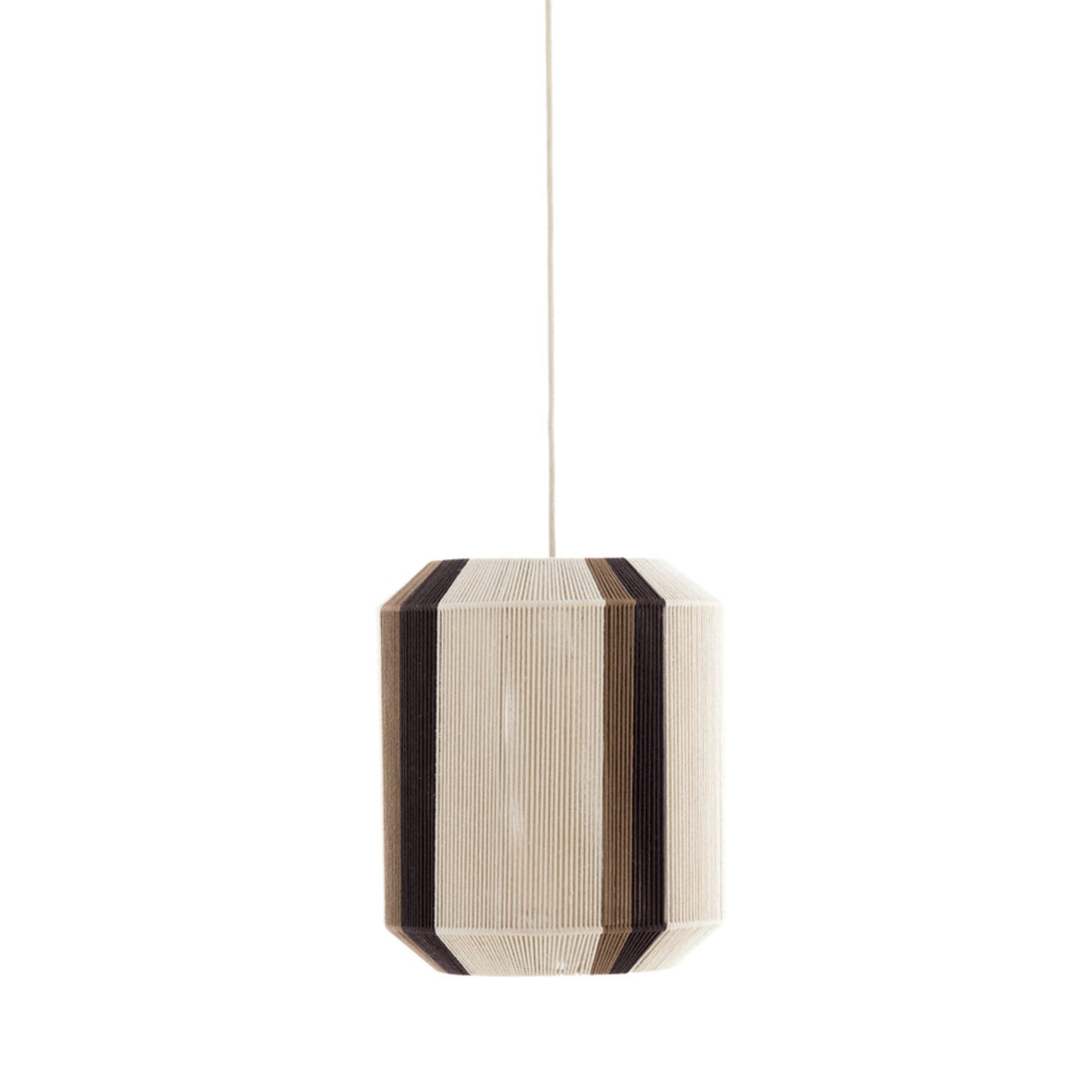 Suspension Light & Living Kozana – Ø 36 x 43 cm – Lampe en tissu élégante, couleur crème/marron foncé – Luminaire rond créant une ambiance chaleureuse pour le salon – Source lumineuse non fournie – E27