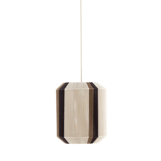 Suspension Light & Living Kozana – Ø 36 x 43 cm – Lampe en tissu élégante, couleur crème/marron foncé – Luminaire rond créant une ambiance chaleureuse pour le salon – Source lumineuse non fournie – E27