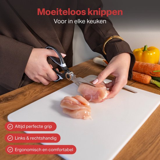 AoraKitchen Ciseaux de cuisine - Ciseaux à viande - Acier inoxydable - Ciseaux de ménage - Ciseaux de jeu - Ciseaux pour droitiers et gauchers - Lavable au lave-vaisselle