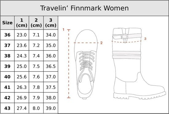 Travelin' Finnmark - Botte imperméable pour femme - Doublée de laine - Marron foncé - Taille 37