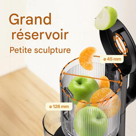 KitchenBrothers Extracteur de jus - Vertical - Presse-agrumes - Presse-légumes et fruits - 126 mm - 750 ml - Noir