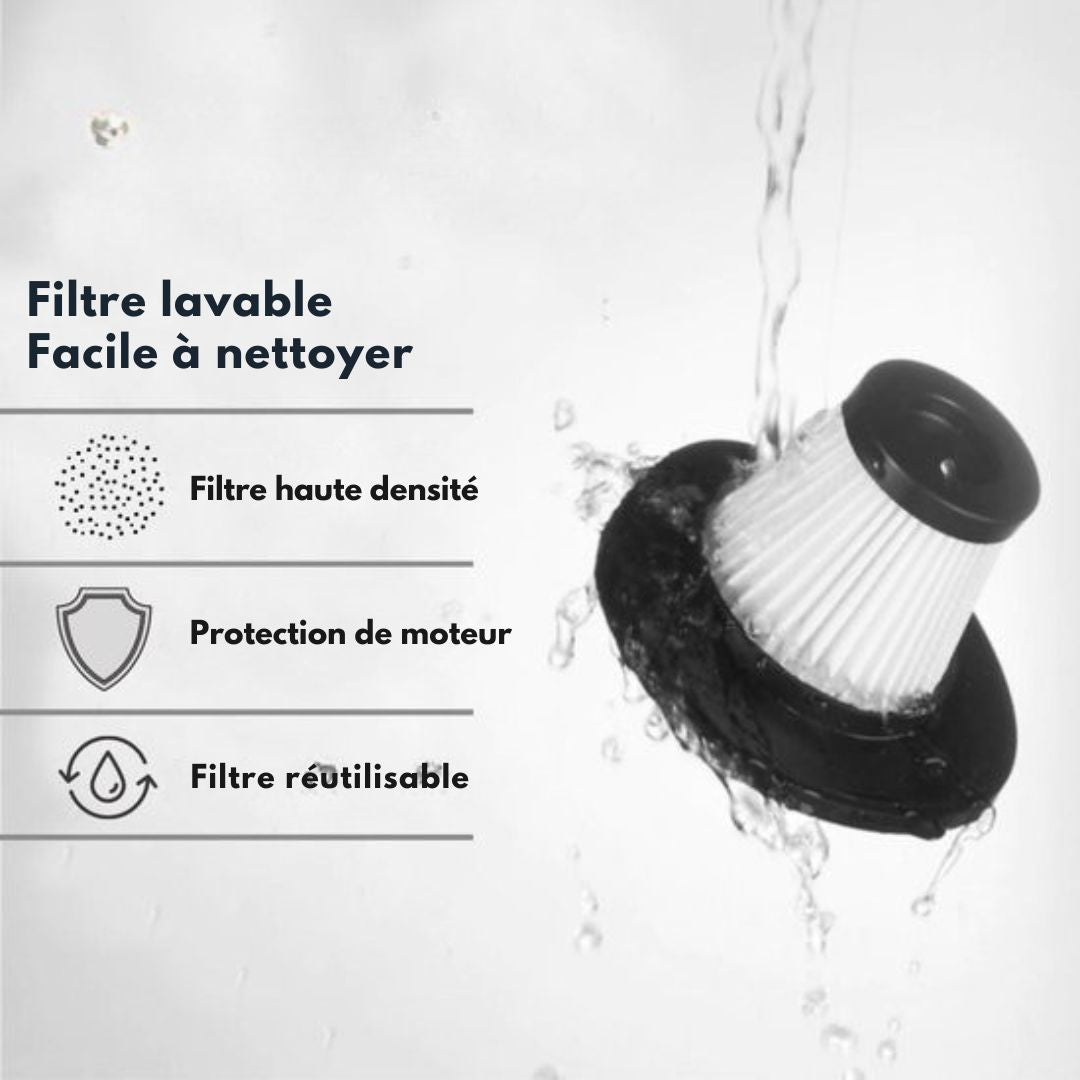 Aspirateur à main Turbo-7 - VAIVE - Aspirateur sans fil - Accessoires inclus - Noir / Gris