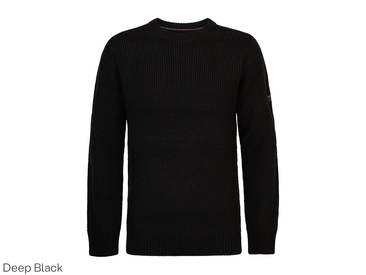 Pull en maille couleur pétrole à col rond - Modèle basique - taille XXL - Noir intense