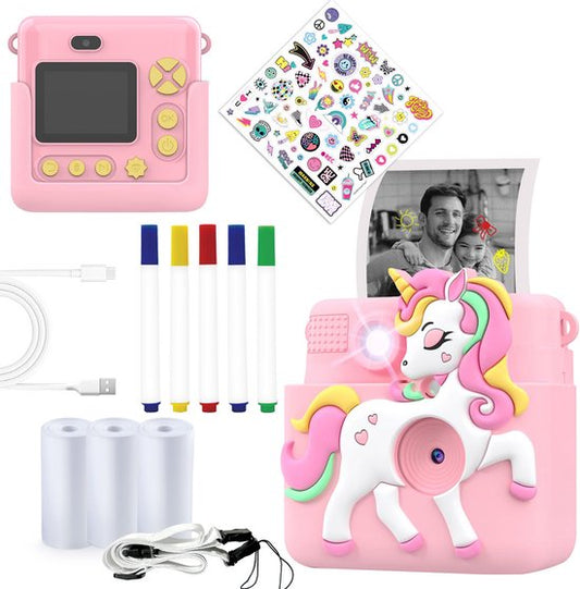 Appareil photo Full HD pour enfants Denver avec imprimante - Appareil photo selfie - 20 Mpx - Appareil photo numérique pour enfants Denver - Jeux - Rose