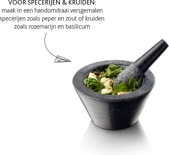 Mortier Boska Herbes - Granit - Avec pilon - Noir - Ø 17,5 cm