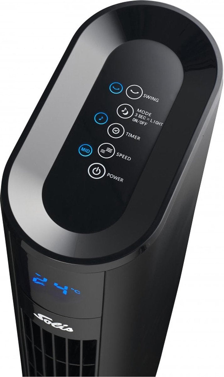 Ventilateur Solis Easy Breezy 757 - Ventilateur sur pied télécommandé - Fonction minuterie - 44.8 dB - 91 cm de haut - Noir