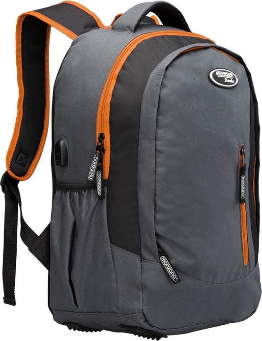 Sac à dos pour ordinateur portable - 34L avec port USB et compartiment pour ordinateur portable 15,6" - Gris / Orange