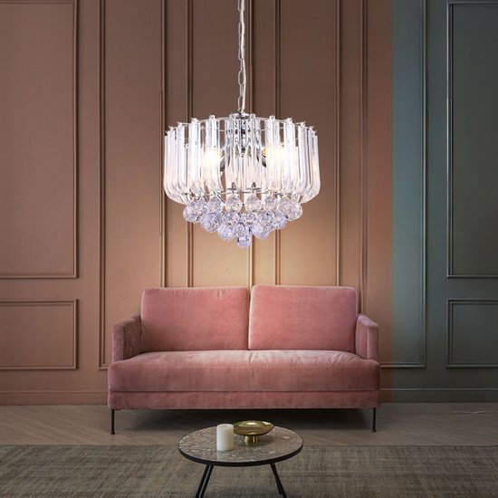 Lustre Globo Minnesota LED - Chrome avec décor en acrylique transparent et cristaux en acrylique