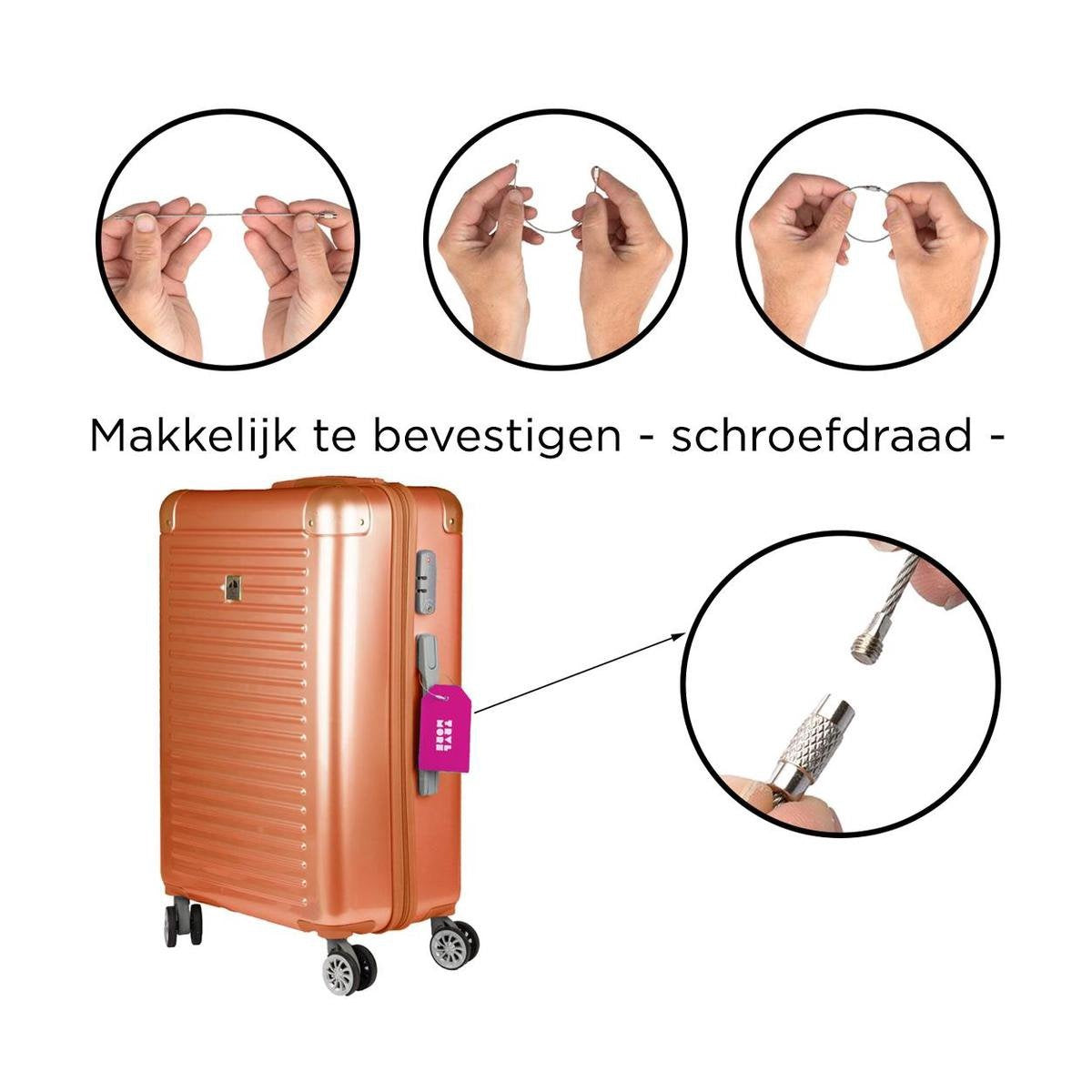 TRVLMORE Etiquette de bagage - Cuir - Pour valises et sacs - 7 pièces - Plusieurs couleurs