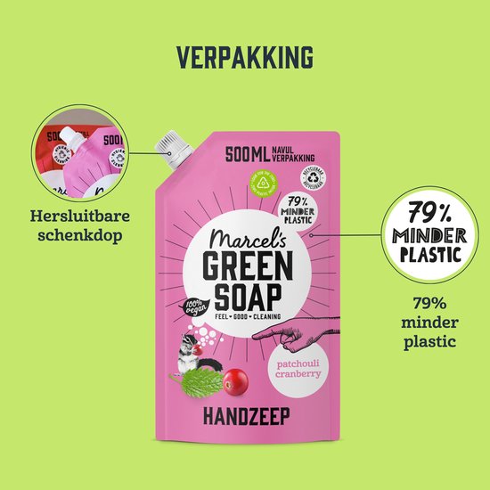 Recharge de savon pour les mains Marcel's Green Soap - Patchouli & Canneberge - 500 ml