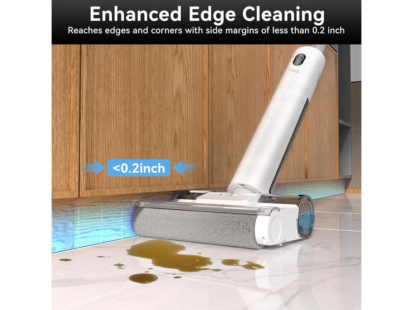 Aspirateur JONR S20 Pro Wet & Dry avec station d'accueil – Conception à 180° pouvant se poser à plat – Nettoyeur de sols humides et secs – Blanc
