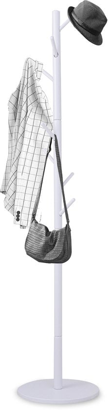 Bayt Porte-manteau - Porte-manteau sur pied - Porte-manteau bois - Porte-manteau sur pied - Porte-manteau - 8 crochets - 175 cm - Blanc