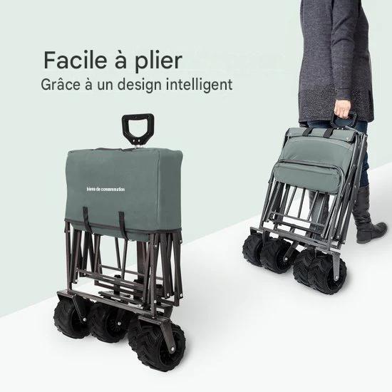 LifeGoods Chariot - Pliable - Capacité de charge 80KG - 94L - Polyester lavable - Vert