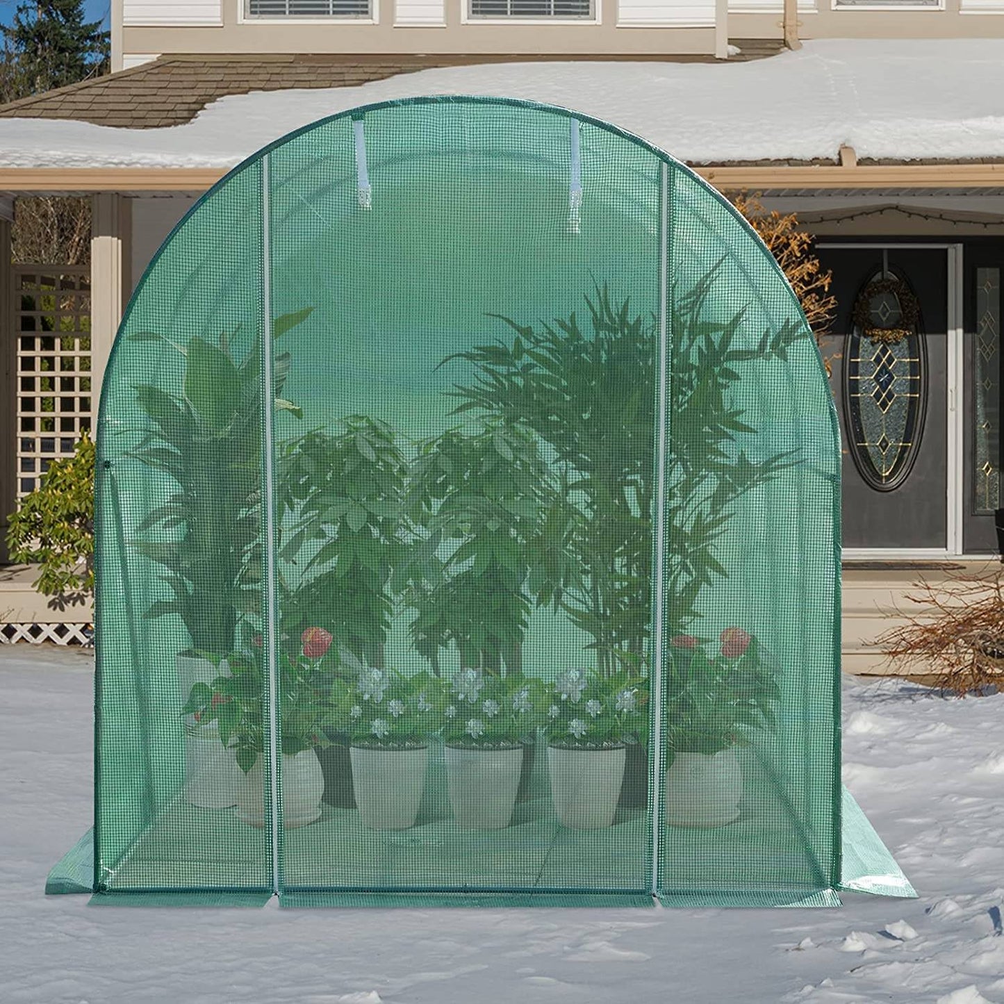 Serre en film plastique WOLTU Verte - 300 x 200 x 200 cm - 6 m² - Avec 6 fenêtres