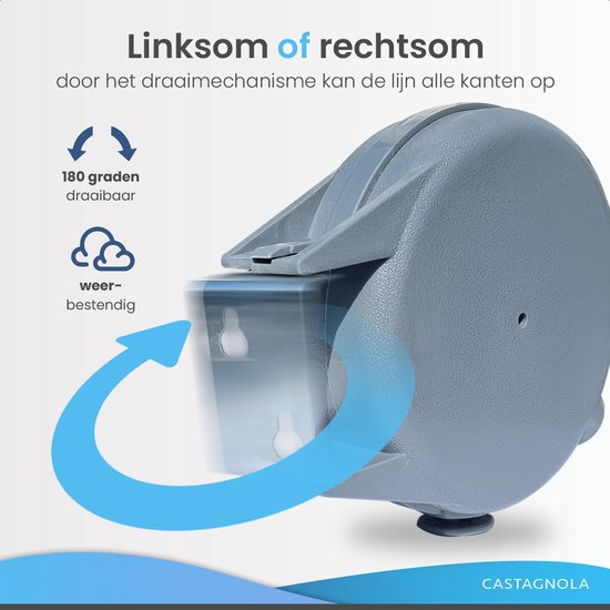 Corde à linge Castagnola - Corde à linge extensible - Fil à linge - Corde à linge 12 mètres - Capacité jusqu'à 13 kg
