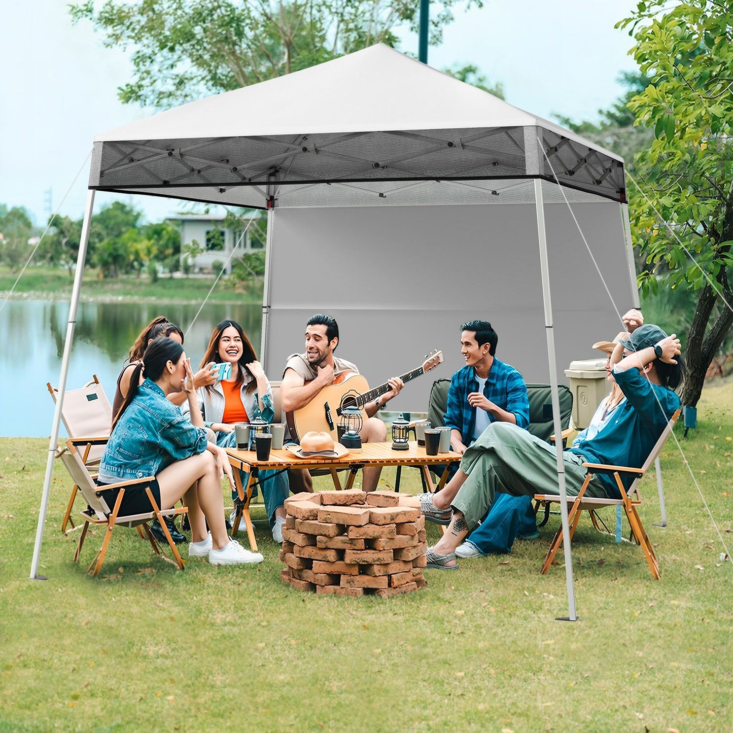 Coast Pop-up pavillon pliant 2 x 2 m - réglable en hauteur - avec paroi latérale - étanche - blanc