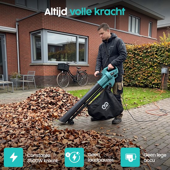 Souffleur et aspirateur électrique Infinity Goods - 3 500 W - Fonction de broyage - Sac de ramassage de 45 L - Avec fil - Vitesse de l'air de 280 km/h