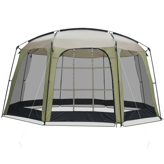 Tente de camping Coast avec moustiquaire - Tente de jardin pliable pour 6 à 8 personnes - 380 x 355 x 225 cm - Vert/Noir