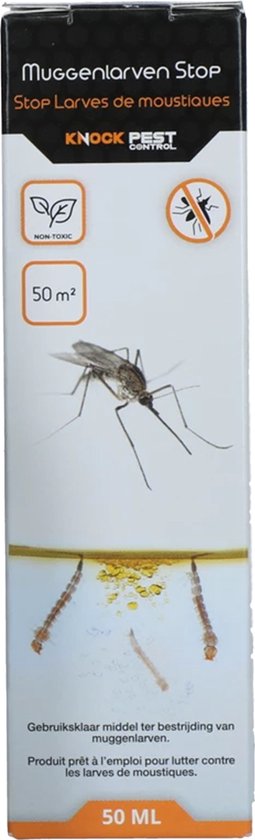 Knock Pest Control Mosquito Larvae Stop 50 ml - Moyen de lutte contre les larves de moustiques - Convient pour le traitement des eaux stagnantes - étang et aquarium - Action efficace jusqu'à 4 semaines
