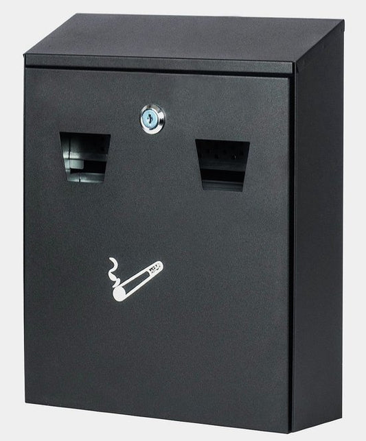 Cendrier mural Ceruzo noir – Grand format – Avec serrure – Cendrier d'extérieur – 32 x 26 x 8,5 cm