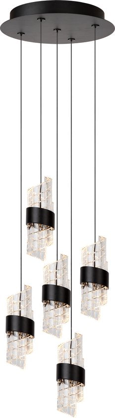 Lucide KLIGANDE - Suspension - Ø 30 cm - LED à intensité variable - 5x8 W 2700 K - Noir