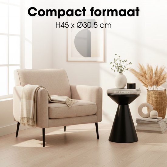 Mica Decorations Jim Table d'appoint - Table d'appoint ronde H45 x Ø31 cm - Petite table en fer pour le salon ou la chambre - Table d'appoint pour plantes - Table de chevet de style industriel - Noir